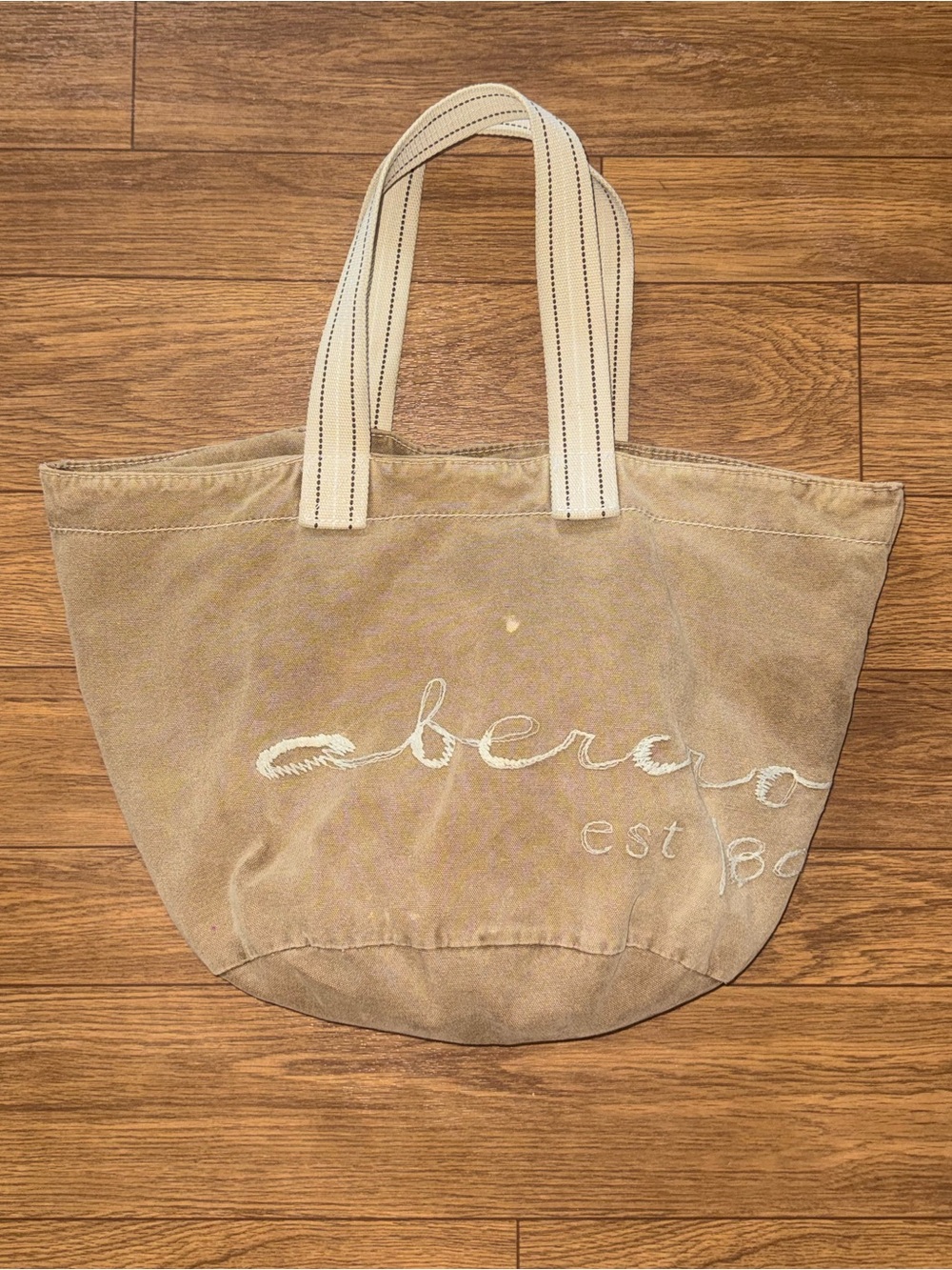 Abercrombie Vtg Taupe Y2K 2000’s Canvas Tote Bag 19X19 Oversized Boho Eclectic
